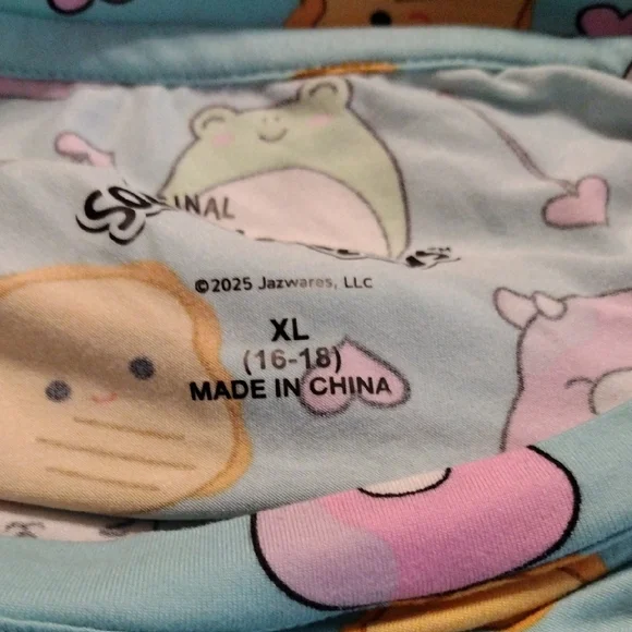 Blue and Pink Pajama Set with Winter-Themed Print - Picture 2 of 2